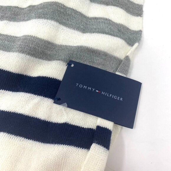 Tommy Hilfiger NWT Knit Infinity Scarf Ivory Grey Navy Stripes Fall Casual - Picture 7 of 10